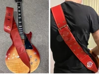 Гитарный ремень с пряжкой из красной кожи с логотипом