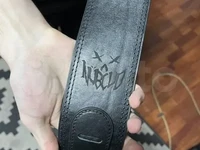 Гитарный ремень шириной 8 см , кожа, толщиной 4 мм, логотип