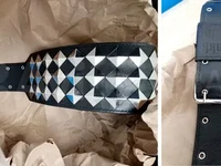 Гитарный ремень 12 см шириной с пирамидками и пряжкой