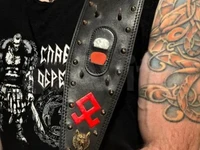 Гитарный ремень с шипами и кончо из толстой кожи 4 мм