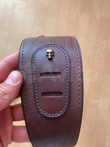 Гитарный ремень из кожи, толщиной 4 мм, с карманом для медиаторов