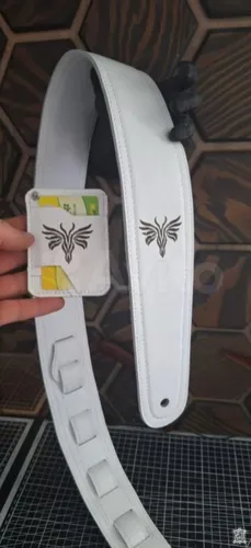 Гитарный ремень из двойной белой кожи с индивидуальным логотипом