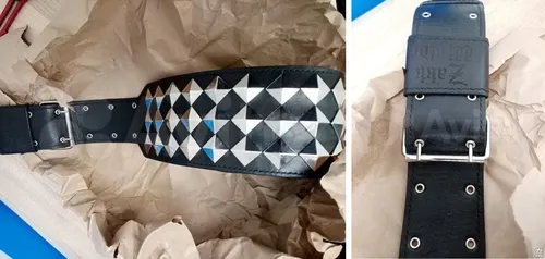 Гитарный ремень 12 см шириной с пирамидками и пряжкой